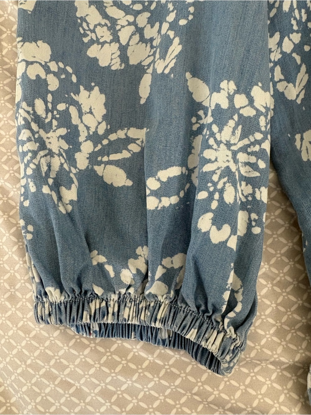 Small Caslon Blue White Floral Square Neck Chambray Top - Picture 7 of 13
